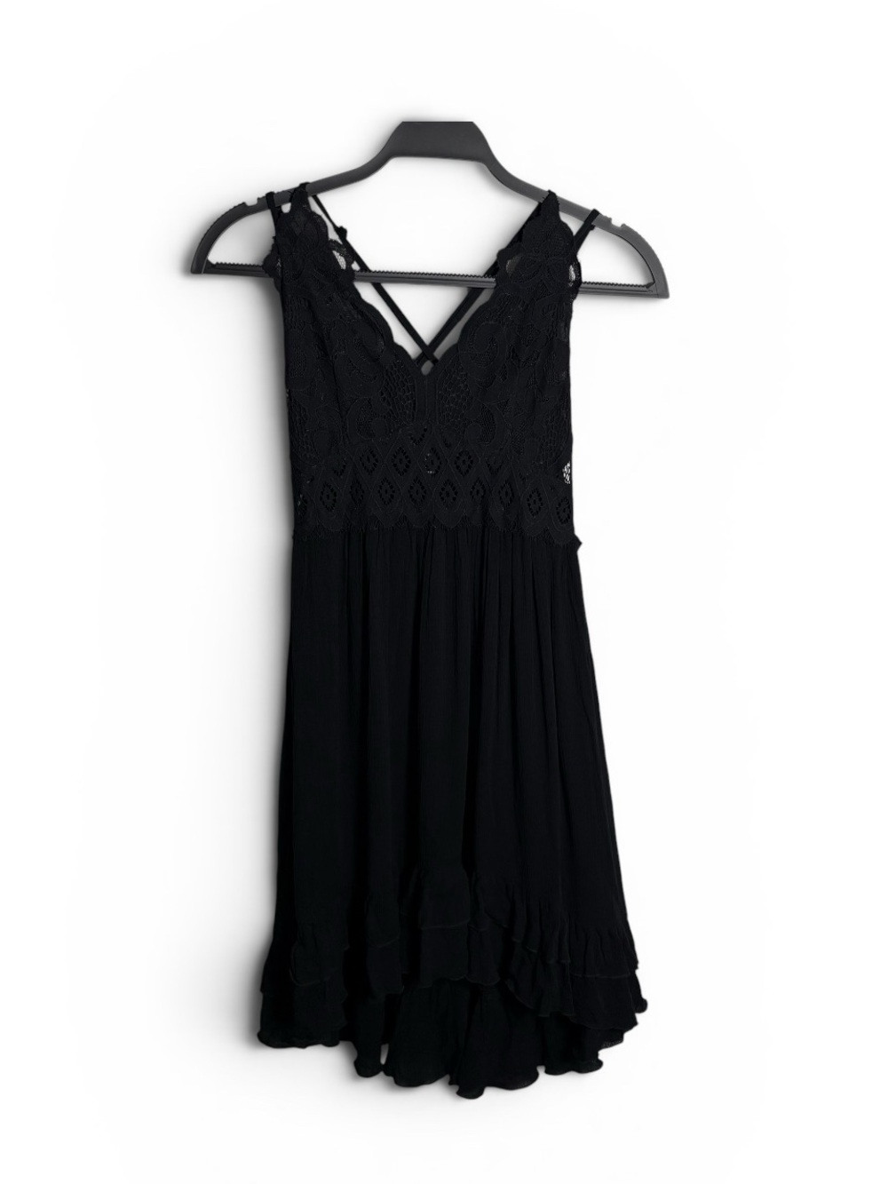 Forever 21 Black Lace-Detail V-Neck Mini Dress